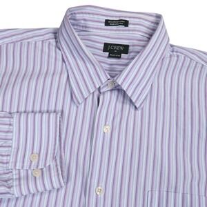 J Crew 80s 2-Ply Striped‎ Button Down Shirt Long Sleeve Cotton XL (17-17 1/2)